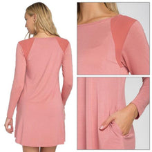 Load image into Gallery viewer, Pink Mesh Shoulder Long Sleeve Dress w/ Pockets
