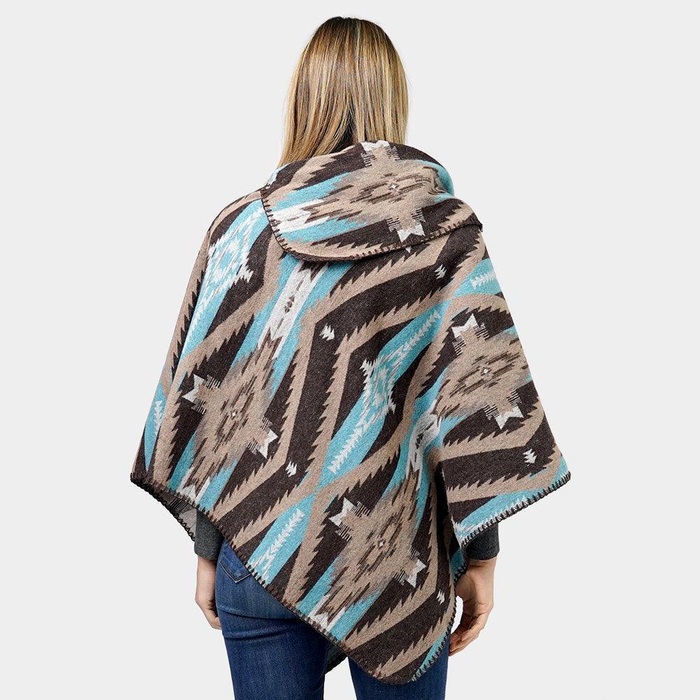 Brown Aztec Patterned Poncho - Jewelry Store by Erik Rayo