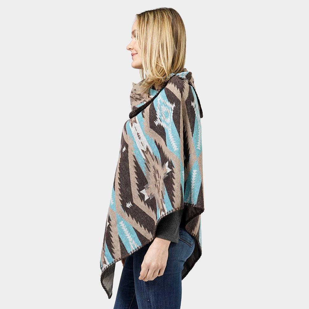 Brown Aztec Patterned Poncho - Jewelry Store by Erik Rayo