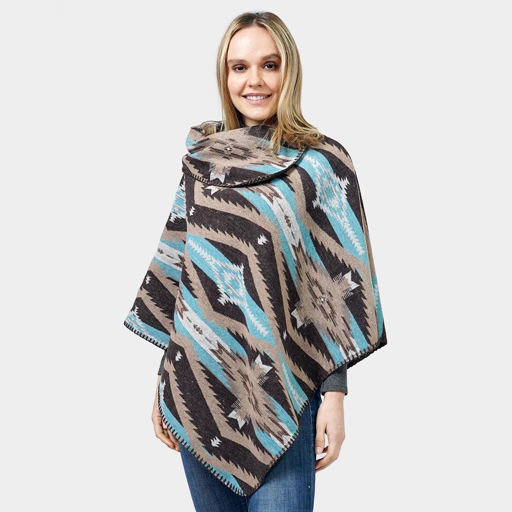 Brown Aztec Patterned Poncho - Jewelry Store by Erik Rayo