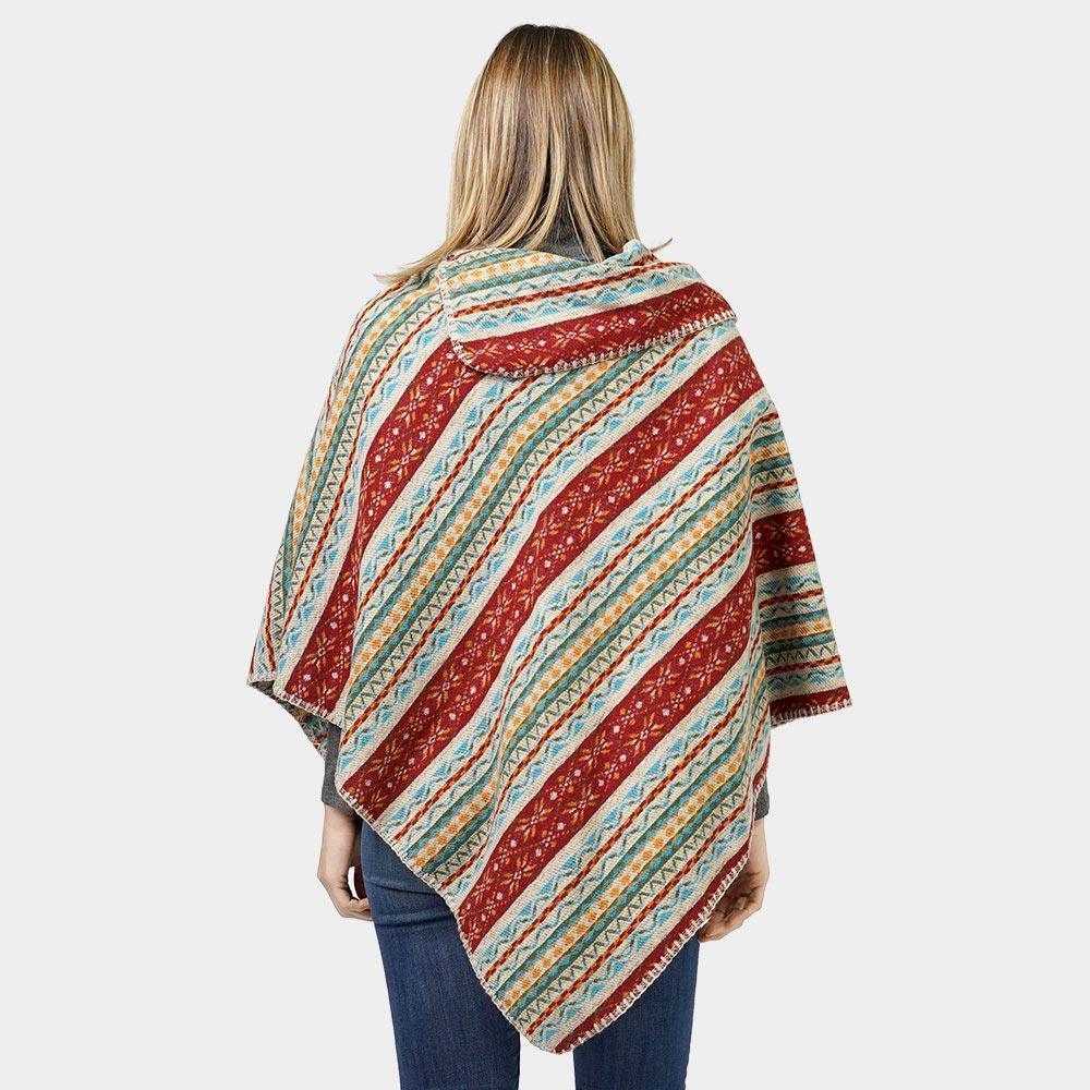 Beige Ethnic Patterned Poncho - Jewelry Store by Erik Rayo