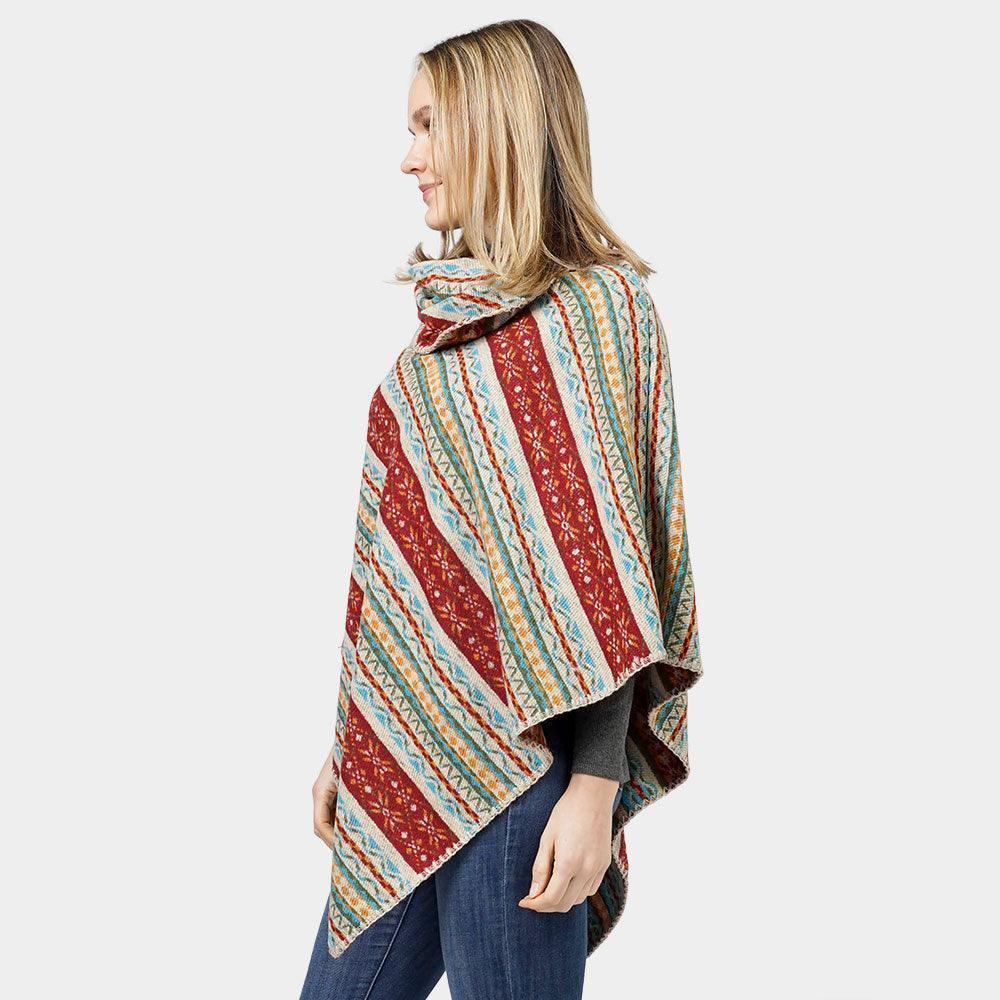 Beige Ethnic Patterned Poncho - Jewelry Store by Erik Rayo