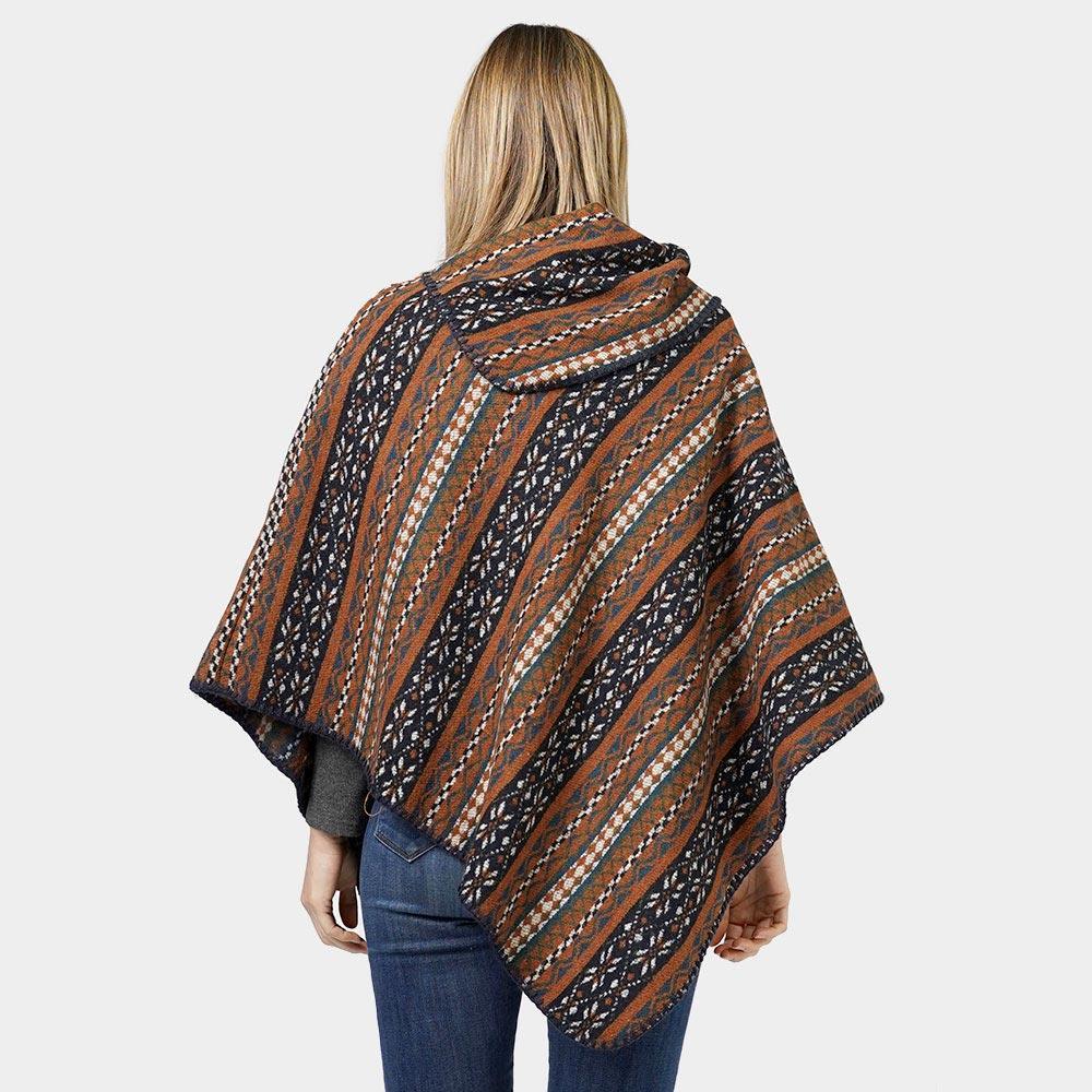 Brown Ethnic Patterned Poncho - Jewelry Store by Erik Rayo