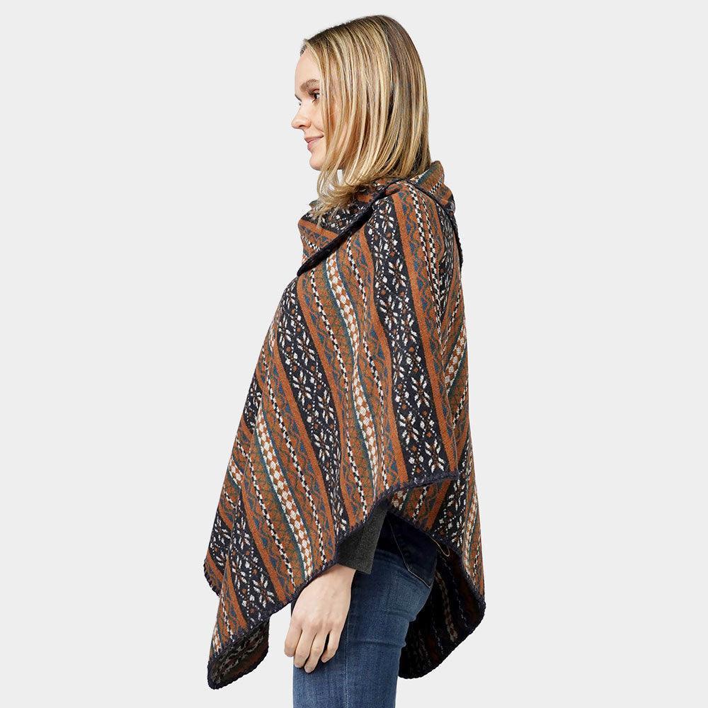Brown Ethnic Patterned Poncho - Jewelry Store by Erik Rayo
