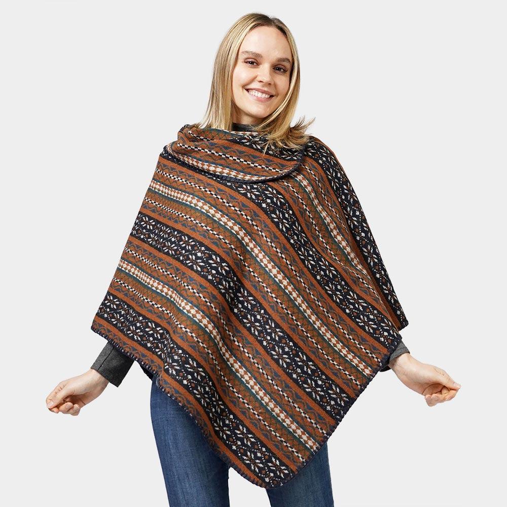 Brown Ethnic Patterned Poncho - Jewelry Store by Erik Rayo
