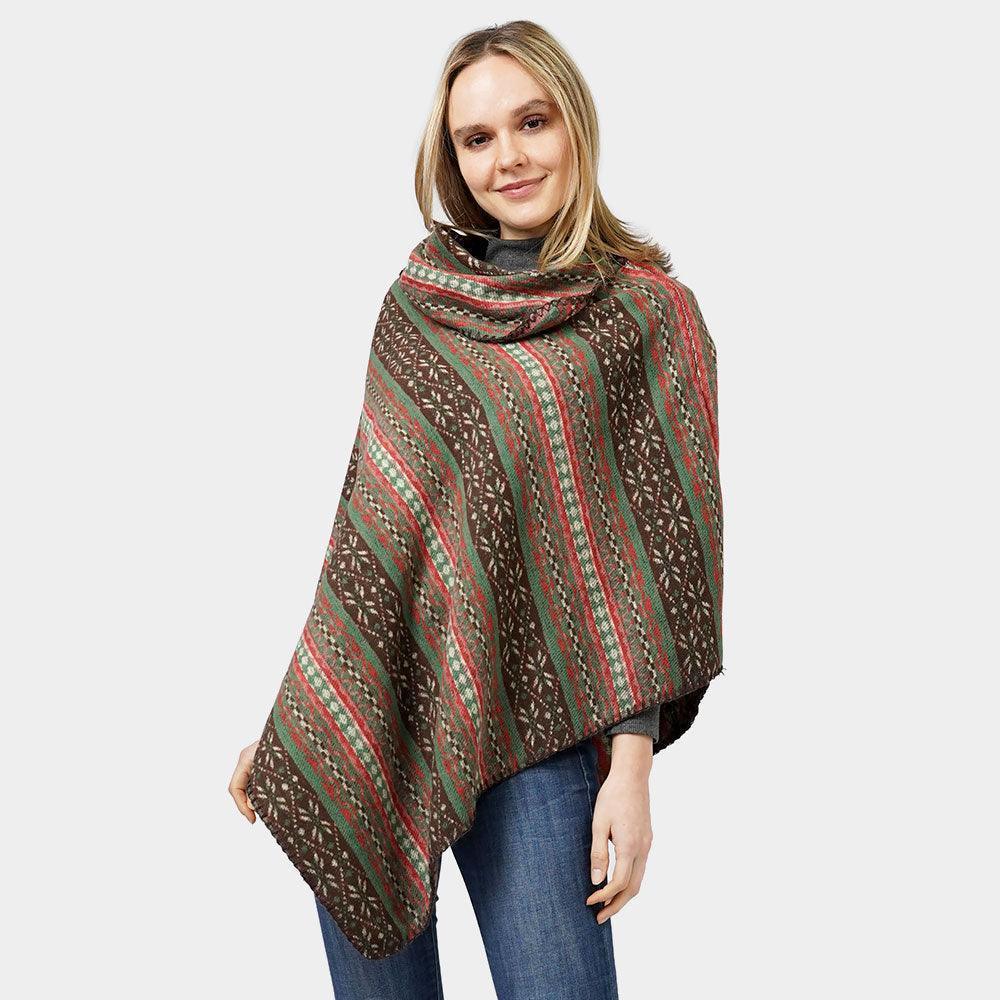Green Ethnic Patterned Poncho - Jewelry Store by Erik Rayo