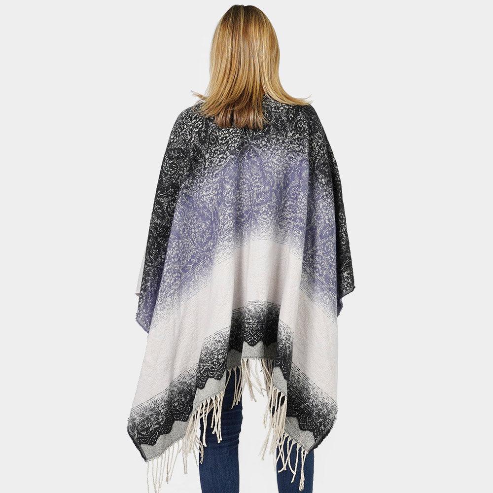 Navy Lace Textured Ombre Cape Poncho - Jewelry Store by Erik Rayo