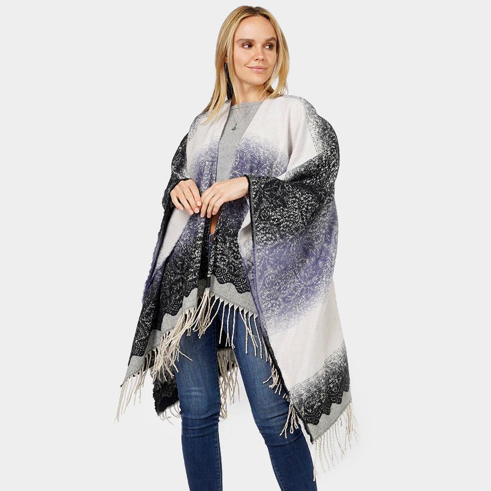 Navy Lace Textured Ombre Cape Poncho - Jewelry Store by Erik Rayo