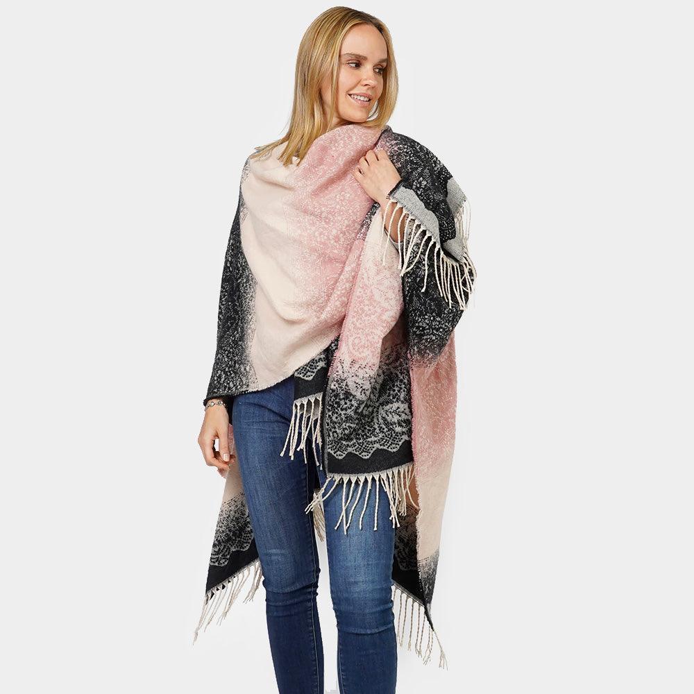 Pink Lace Textured Ombre Cape Poncho - Jewelry Store by Erik Rayo