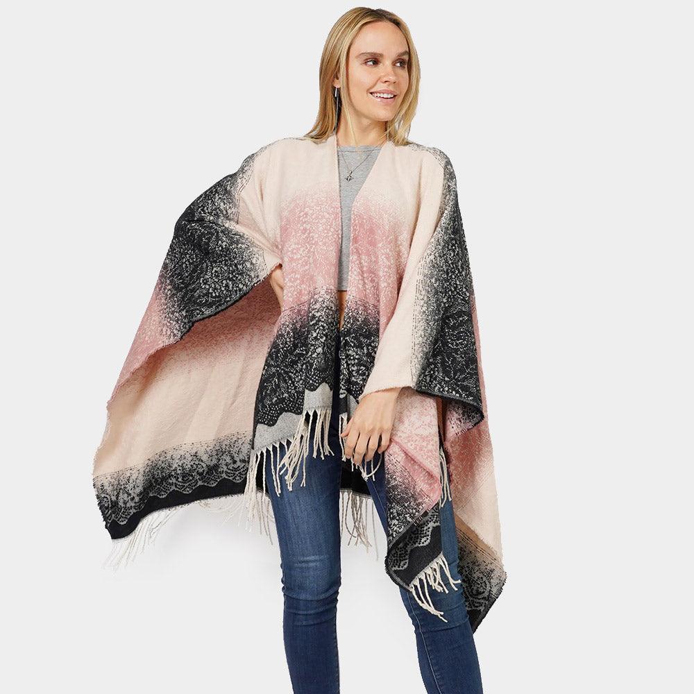 Pink Lace Textured Ombre Cape Poncho - Jewelry Store by Erik Rayo