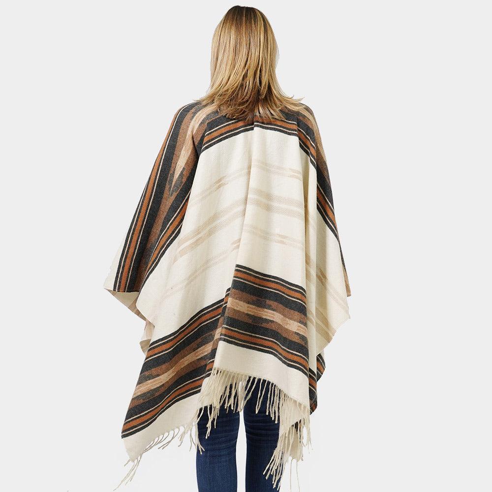 Ivory Aztec Patterned Cape Poncho - Jewelry Store by Erik Rayo