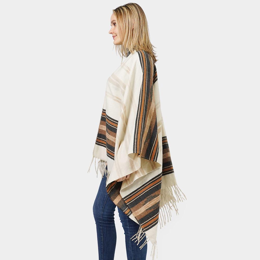 Ivory Aztec Patterned Cape Poncho - Jewelry Store by Erik Rayo