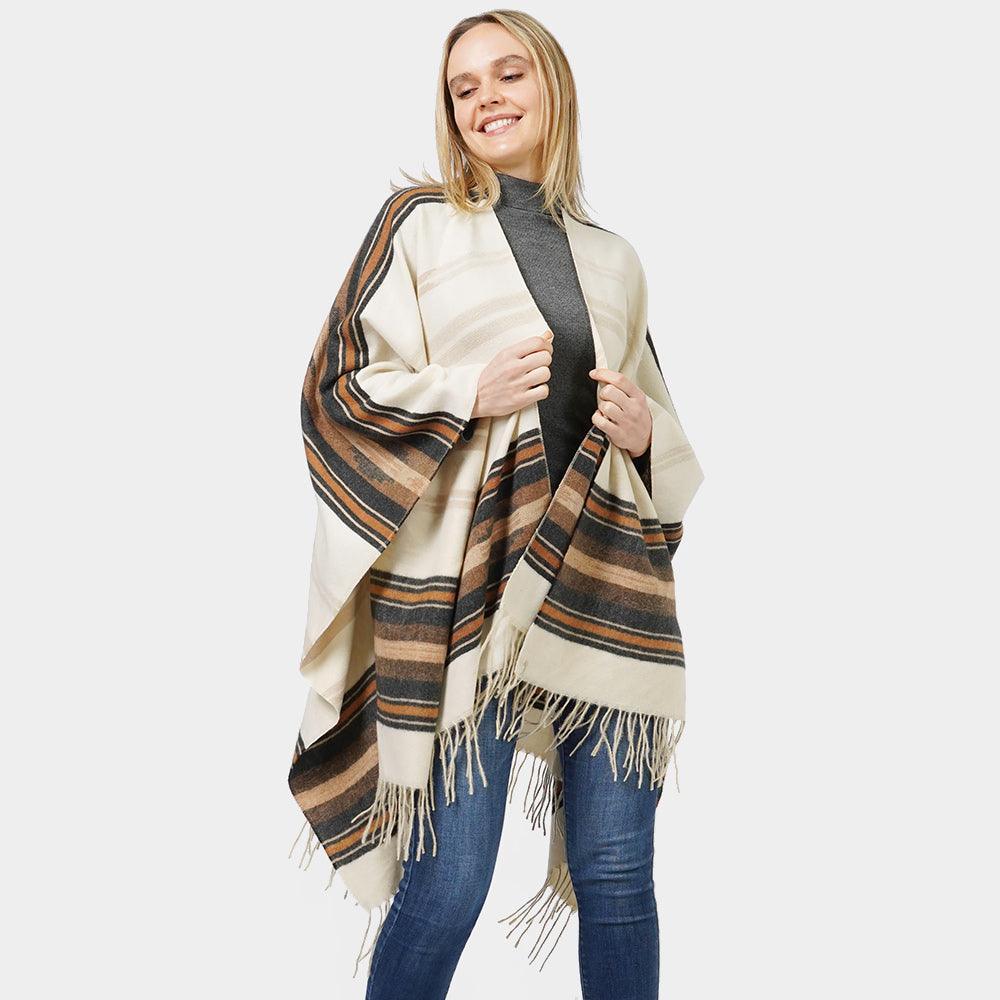 Ivory Aztec Patterned Cape Poncho - Jewelry Store by Erik Rayo