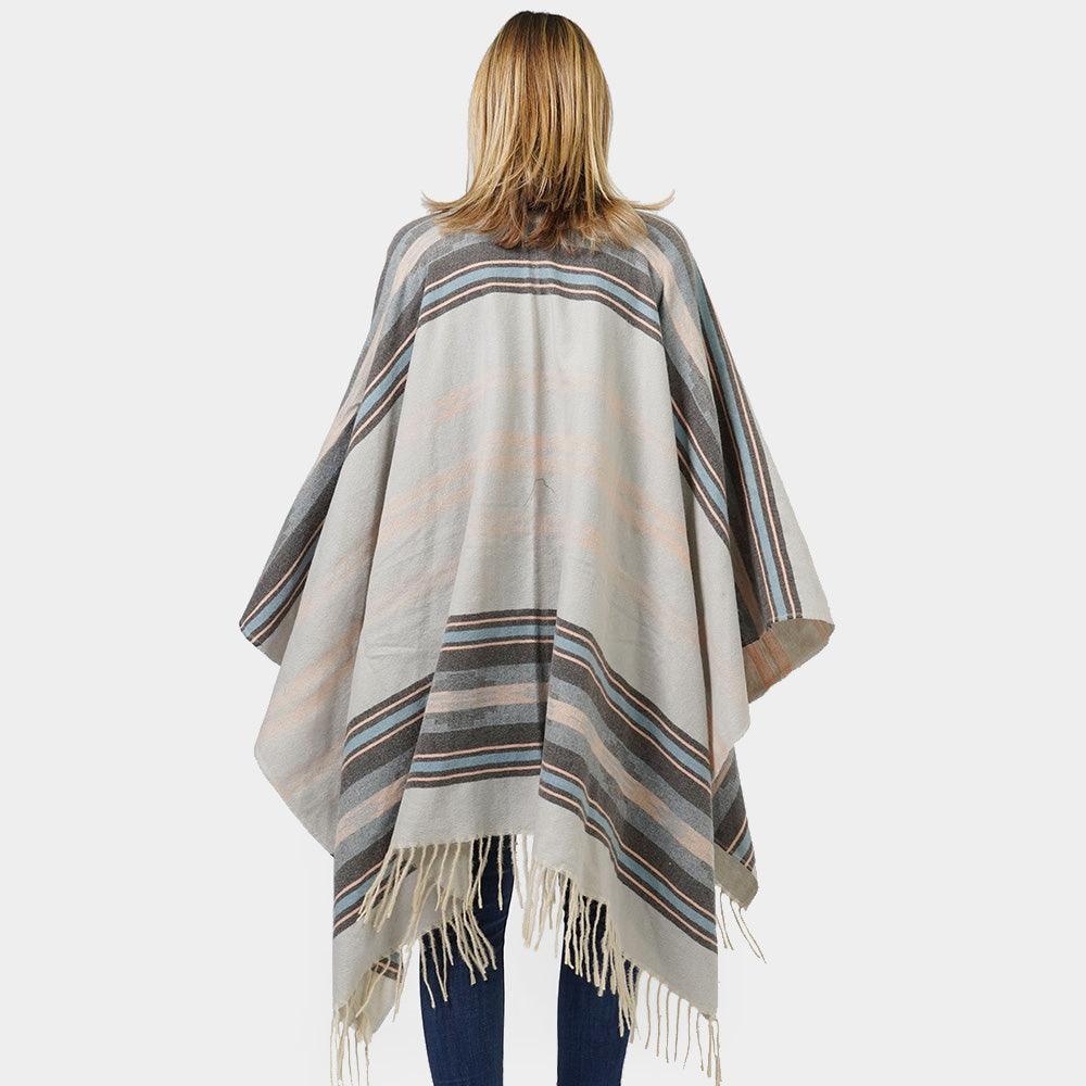 Gray Aztec Patterned Cape Poncho - Jewelry Store by Erik Rayo