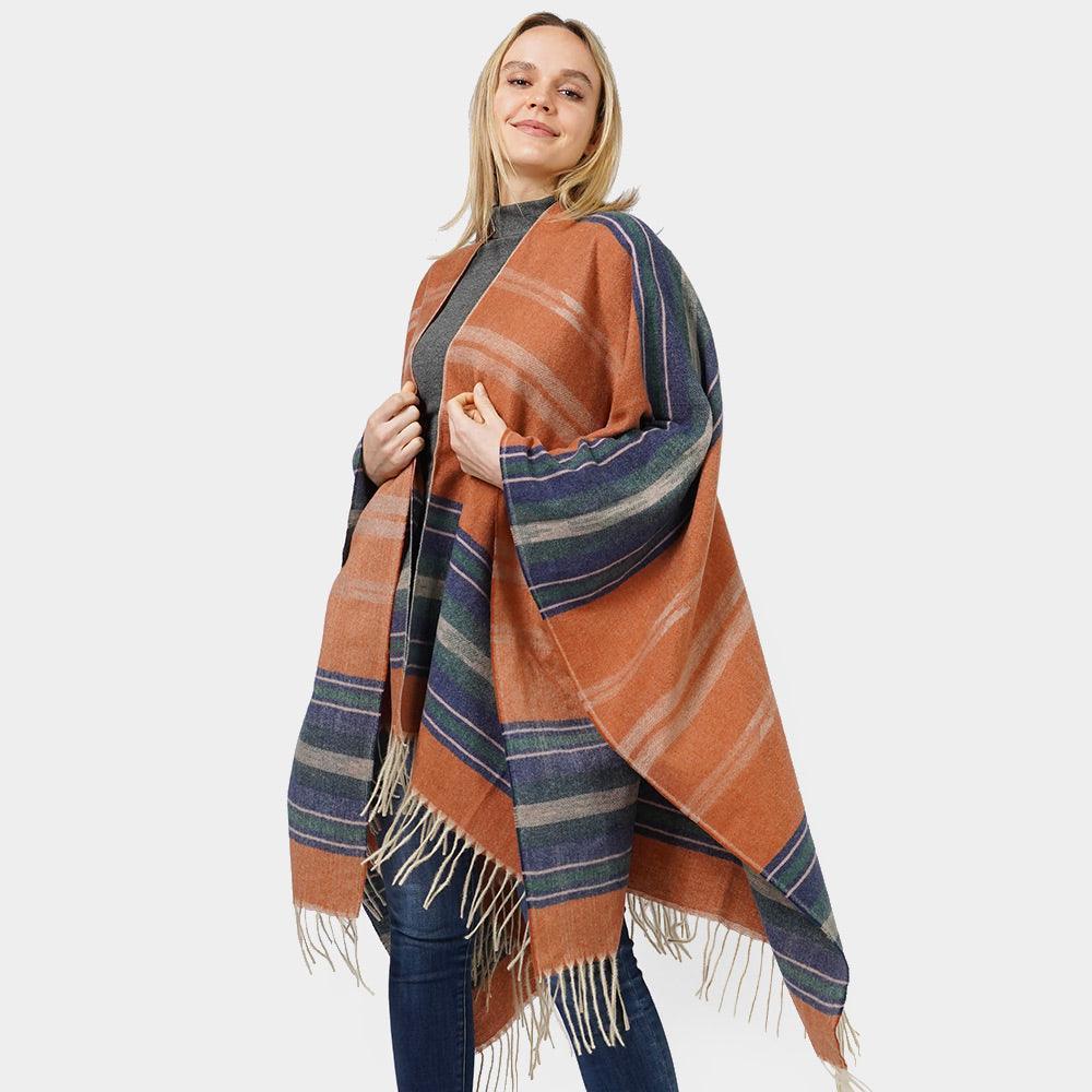 Rust Aztec Patterned Cape Poncho - Jewelry Store by Erik Rayo
