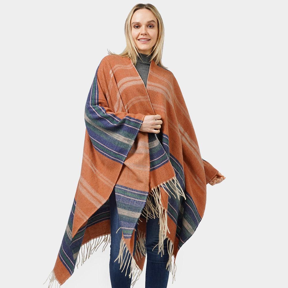 Rust Aztec Patterned Cape Poncho - Jewelry Store by Erik Rayo