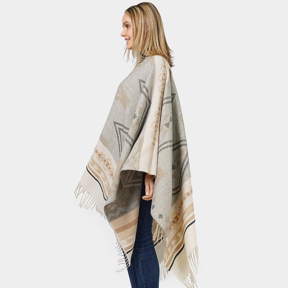 Black Aztec Patterned Cape Poncho - Jewelry Store by Erik Rayo