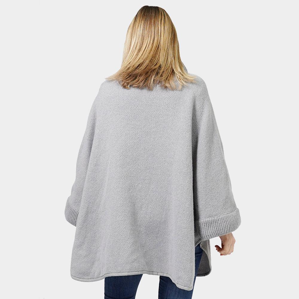 Gray Zip Up Knit Cape Poncho - Jewelry Store by Erik Rayo