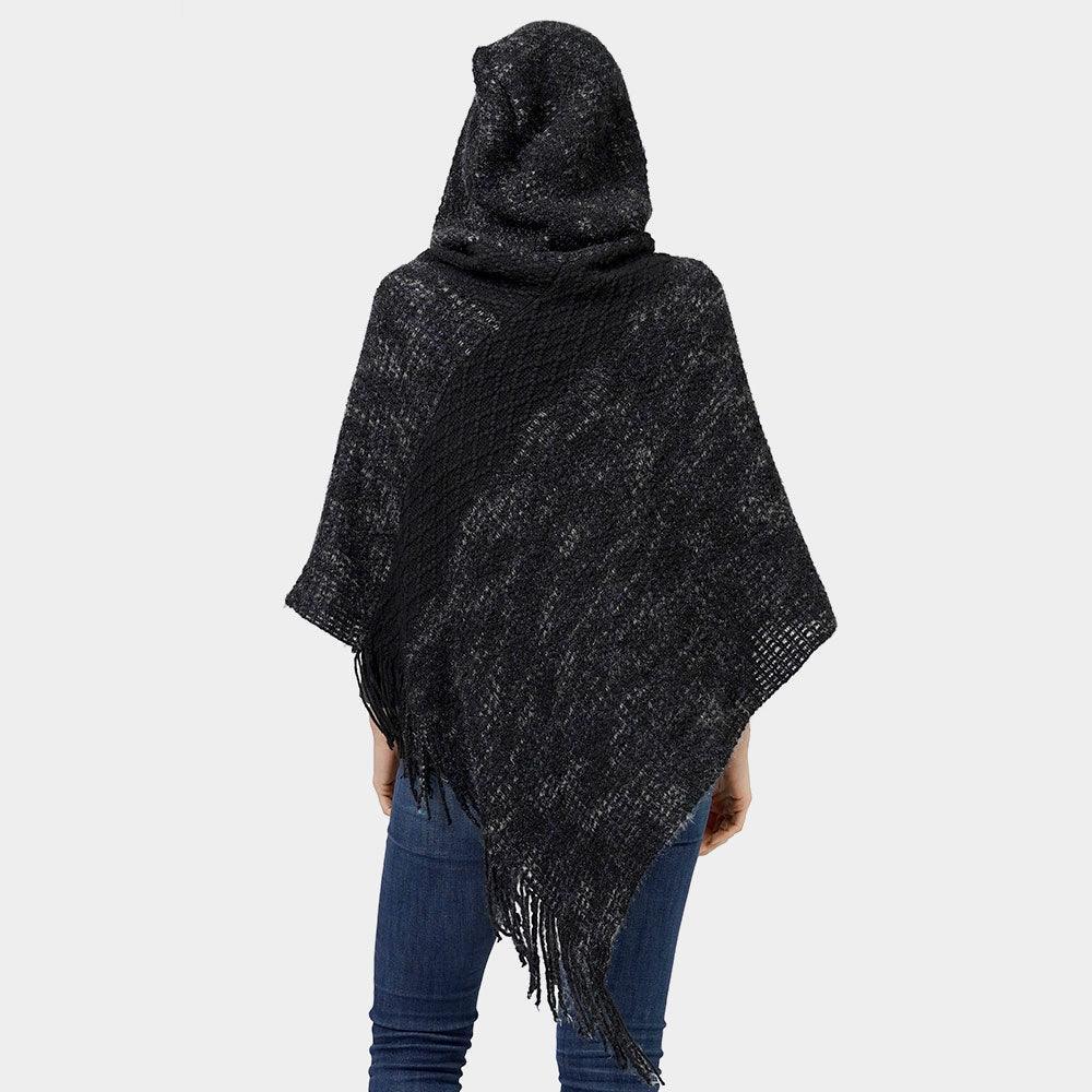 Black Knit Hooded Poncho - Jewelry Store by Erik Rayo