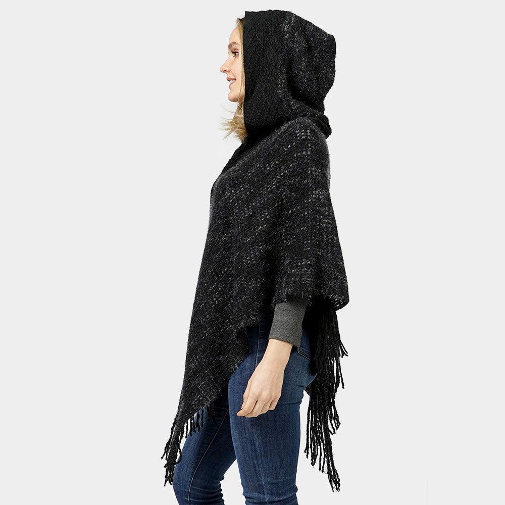 Black Knit Hooded Poncho - Jewelry Store by Erik Rayo