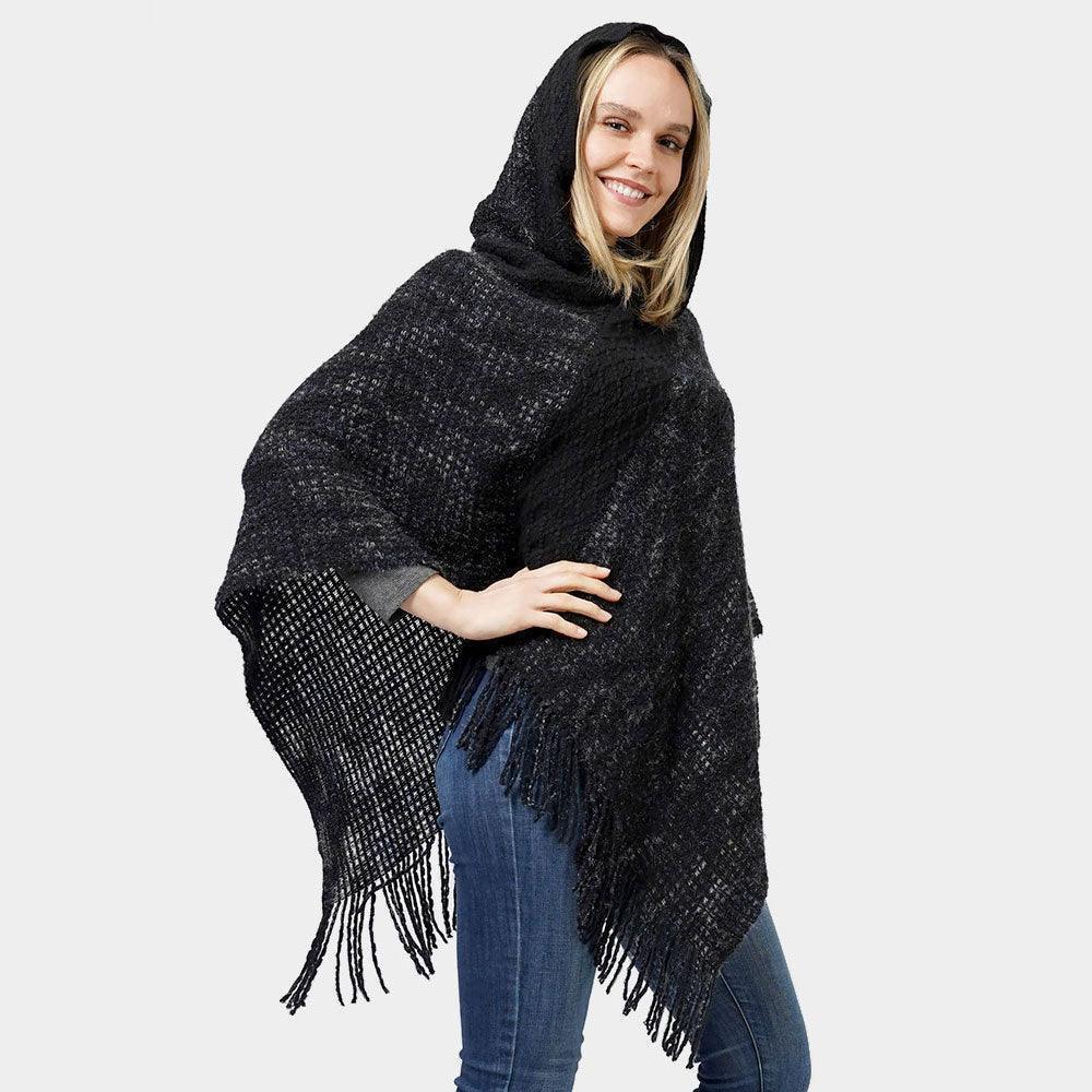 Black Knit Hooded Poncho - Jewelry Store by Erik Rayo