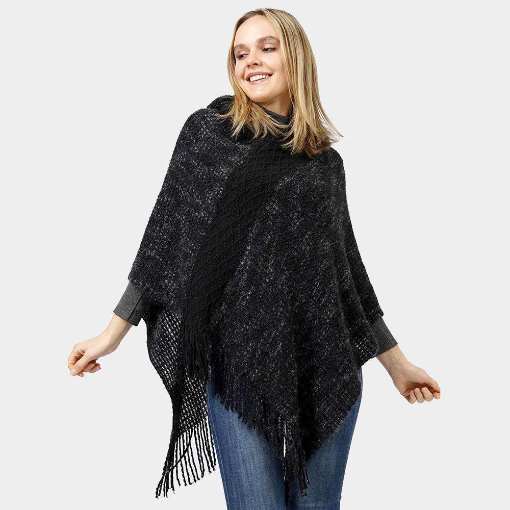 Black Knit Hooded Poncho - Jewelry Store by Erik Rayo