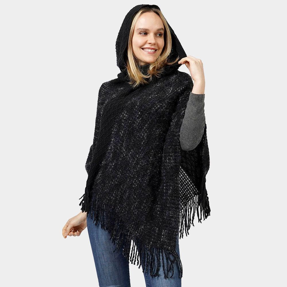 Black Knit Hooded Poncho - Jewelry Store by Erik Rayo