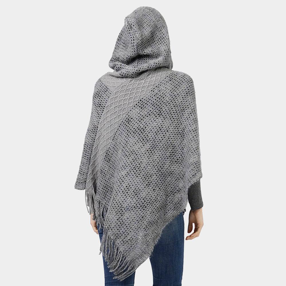 Gray Knit Hooded Poncho - Jewelry Store by Erik Rayo