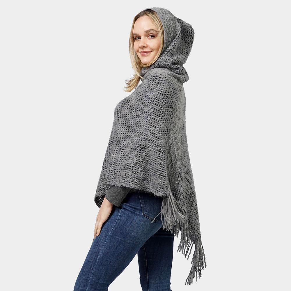 Gray Knit Hooded Poncho - Jewelry Store by Erik Rayo