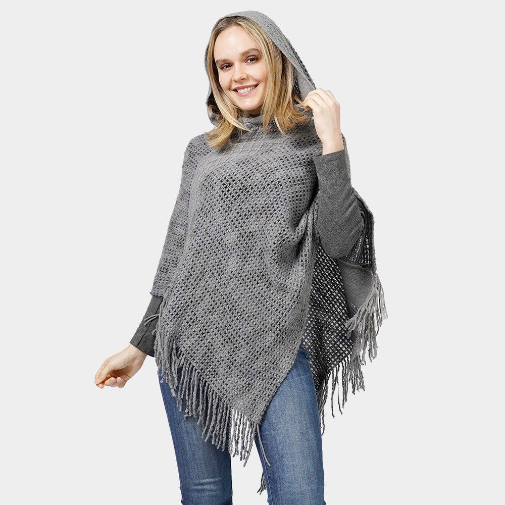 Gray Knit Hooded Poncho - Jewelry Store by Erik Rayo