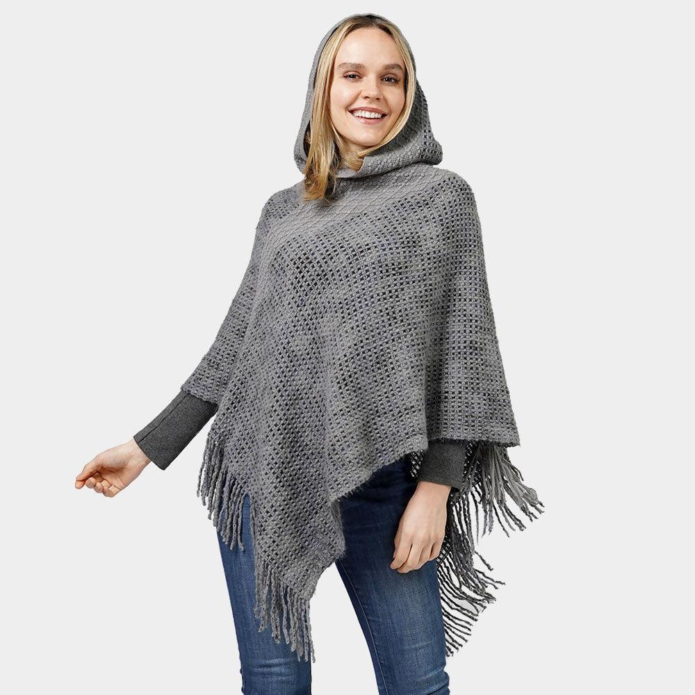 Gray Knit Hooded Poncho - Jewelry Store by Erik Rayo
