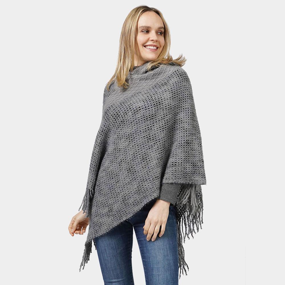 Gray Knit Hooded Poncho - Jewelry Store by Erik Rayo