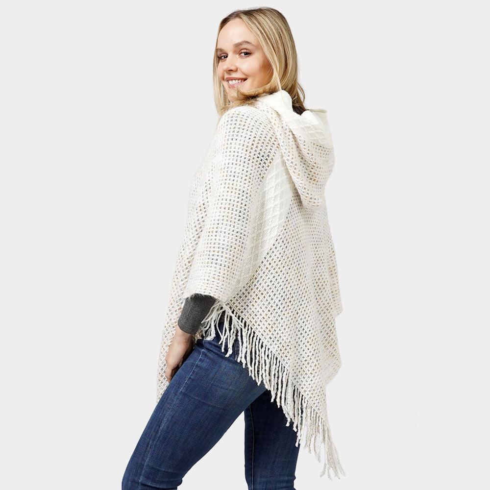 Ivory Knit Hooded Poncho - Jewelry Store by Erik Rayo