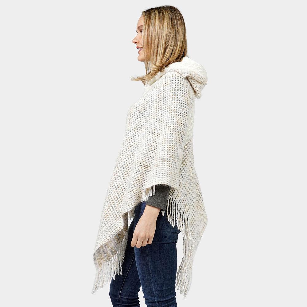 Ivory Knit Hooded Poncho - Jewelry Store by Erik Rayo