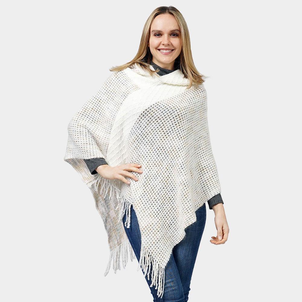 Ivory Knit Hooded Poncho - Jewelry Store by Erik Rayo