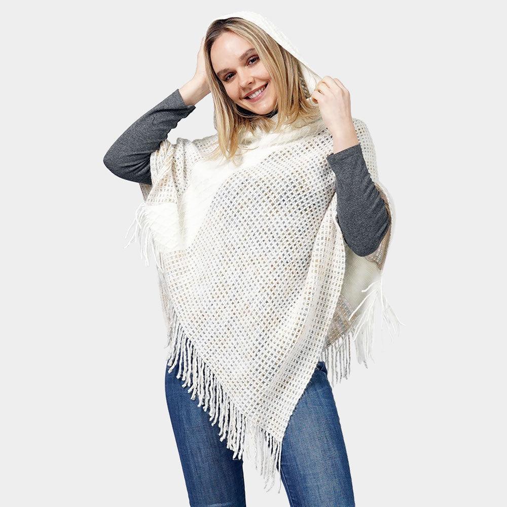 Ivory Knit Hooded Poncho - Jewelry Store by Erik Rayo