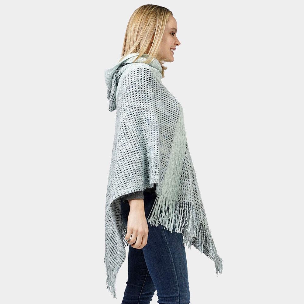 Mint Knit Hooded Poncho - Jewelry Store by Erik Rayo