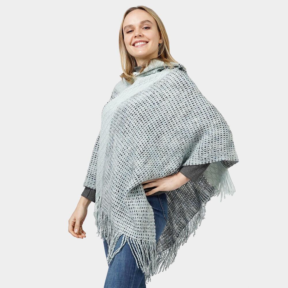 Mint Knit Hooded Poncho - Jewelry Store by Erik Rayo