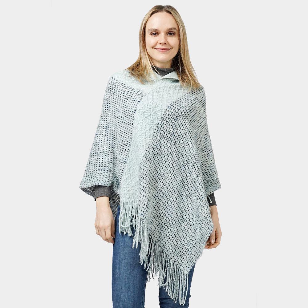 Mint Knit Hooded Poncho - Jewelry Store by Erik Rayo