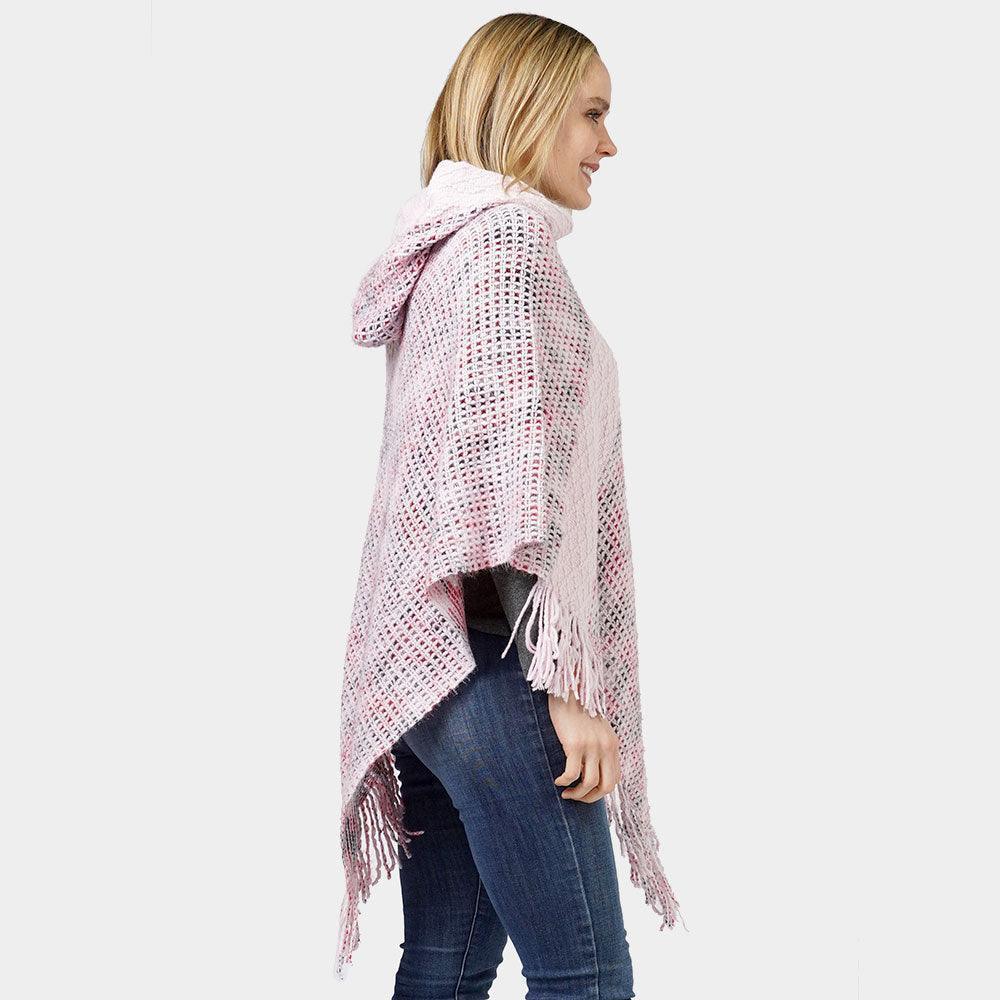 Pink Knit Hooded Poncho - Jewelry Store by Erik Rayo