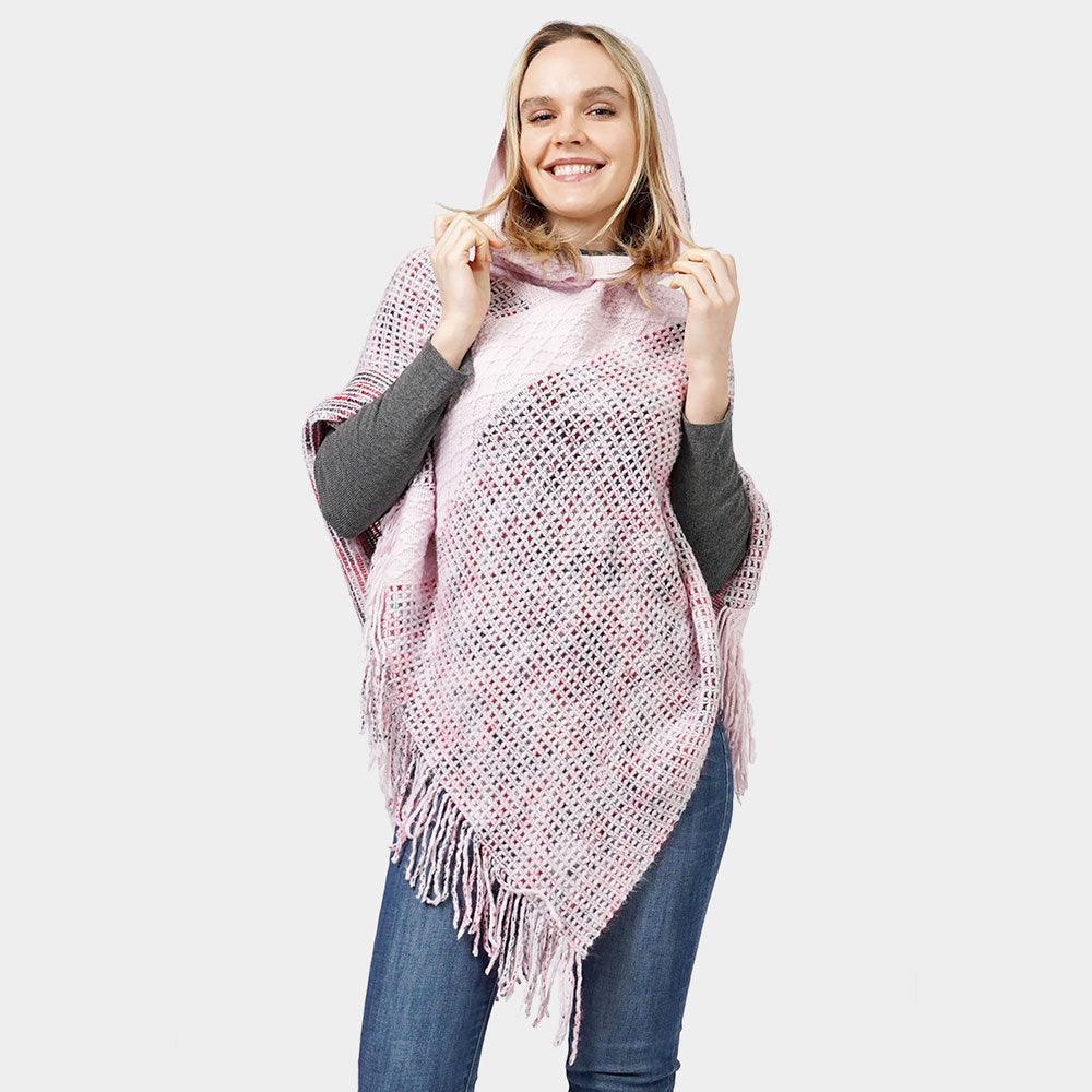 Pink Knit Hooded Poncho - Jewelry Store by Erik Rayo