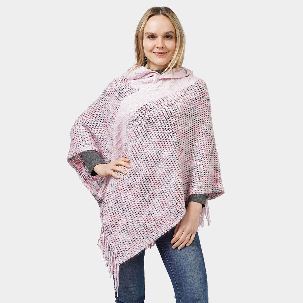 Pink Knit Hooded Poncho - Jewelry Store by Erik Rayo