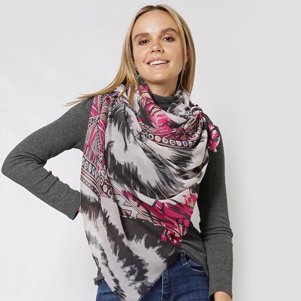 Black Ethnic Printed Scarf - Jewelry Store by Erik Rayo