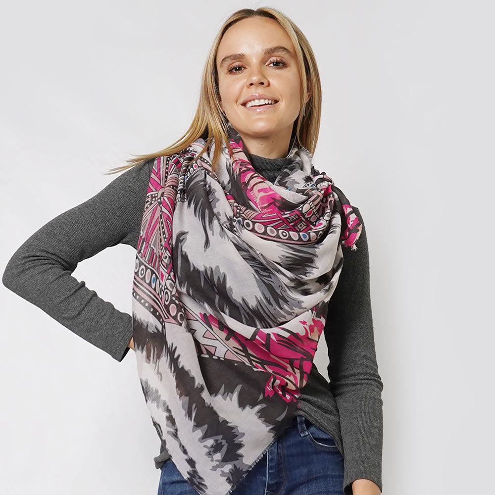 Black Ethnic Printed Scarf