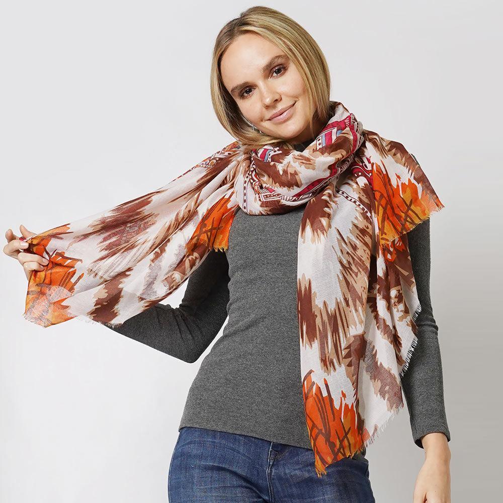 Brown Ethnic Printed Scarf - Jewelry Store by Erik Rayo