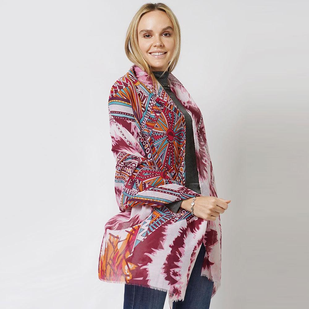 Burgundy Ethnic Printed Scarf - Jewelry Store by Erik Rayo