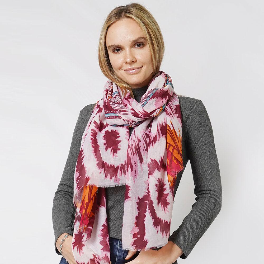 Burgundy Ethnic Printed Scarf