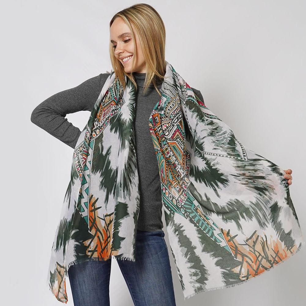 Green Ethnic Printed Scarf - Jewelry Store by Erik Rayo