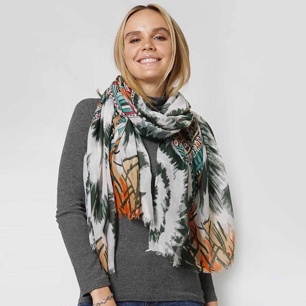 Green Ethnic Printed Scarf - Jewelry Store by Erik Rayo