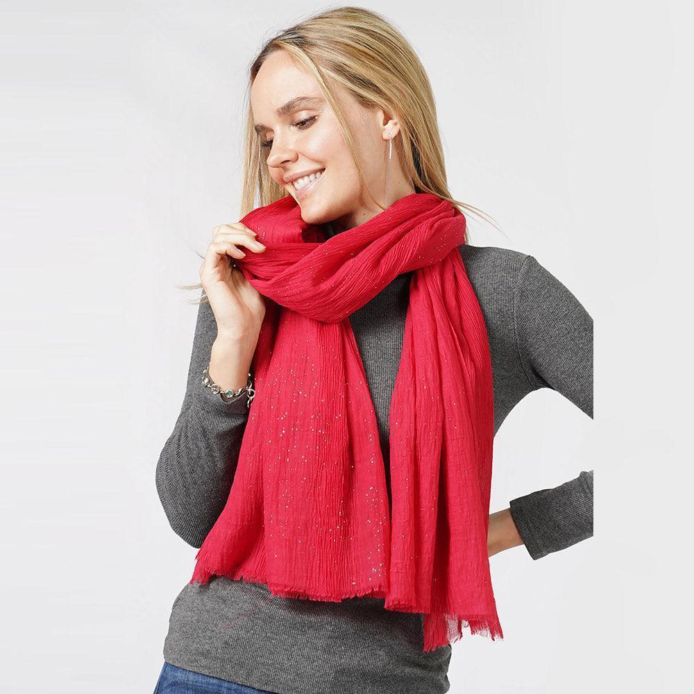 Red Glittered Crinkle Scarf - Jewelry Store by Erik Rayo